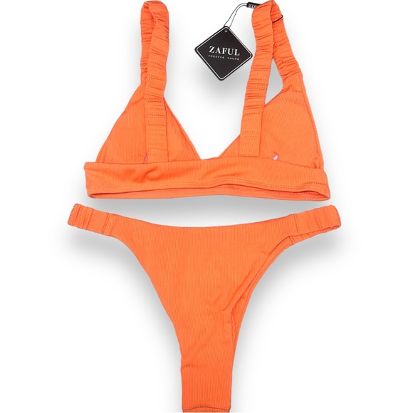 NEW Zaful Orange Triangle Bikini Set Womens 2 Piece Swimsuit Bathing Suit Size M - Picture 11 of 11